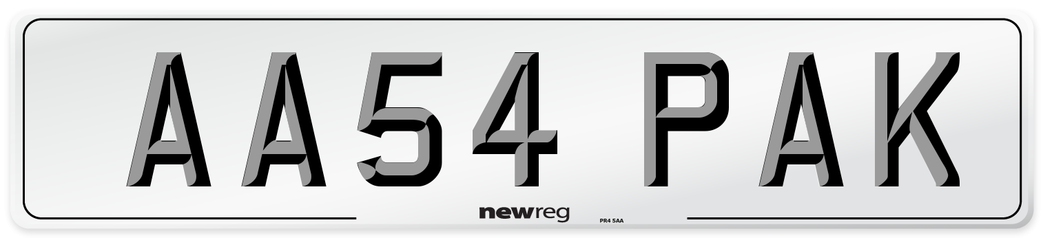 AA54 PAK Number Plate from New Reg